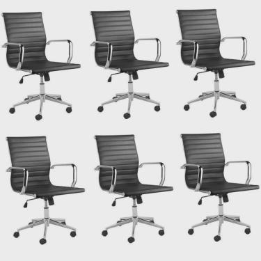Imagem de Kit 6 Cadeiras de Escritório Diretor Esteirinha em Corino Sevilha
