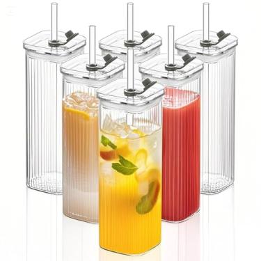 Imagem de KEMORELA 6 conjuntos de copos quadrados, copos canelados