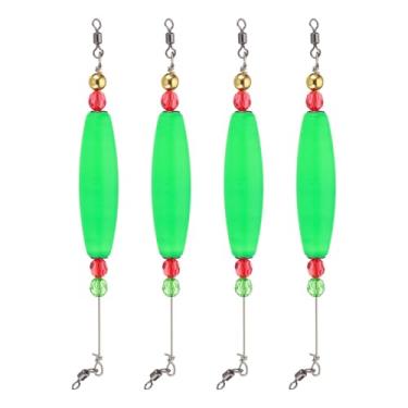 Imagem de PATIKIL Boias de pesca de 21 cm, pacote com 4 boias de oliveira boia boia boia pesada, equipamento de pesca com contas de cobre para equipamento de pesca em água salgada em água doce, verde