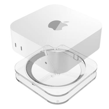 Imagem de CaSZLUTION Suporte para Mac mini M4 com filtro de ar integrado – Suporte de mesa de acrílico transparente para Mac mini M4/M4 Pro 2024 | Fácil acesso ao botão liga/desliga, fluxo de ar aprimorado e