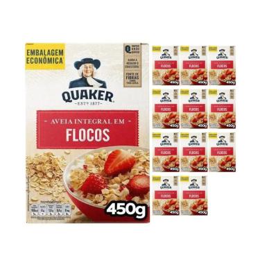 Imagem de Kit Aveia Quaker Flocos 450g Embalagem Econômica com 12 unidades