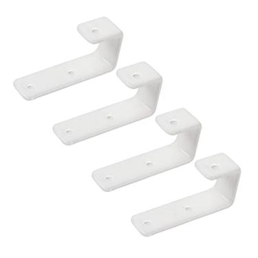 Imagem de MDPLY Pacote com 4 ganchos de escada de cama, suportes de ganchos de escada de beliche de ferro interno, ferramenta de gancho de decoração de cama revestida de PVC branco com 2 parafusos de montagem, gancho utilitário de metal resistente J (4 peças, branco)