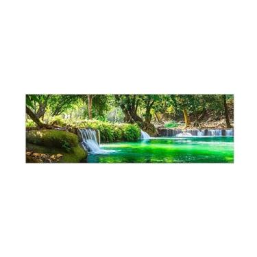 Imagem de Pintura de paisagem - Imagem de arte de parede em tela - floresta árvore lago - impressões em tela natureza para sala de estar quarto decoração de casa 50 x 150 cm 20 x 59 pol. sem moldura