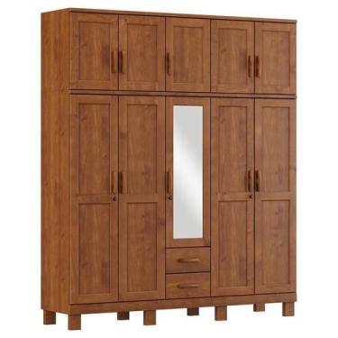 Imagem de Guarda Roupa 10 Portas 2 Gavetas Com Espelho Cobre Imbuia - FN - Fines