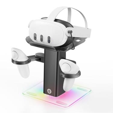 Imagem de ACAOLOOM Base De Carregamento Para Meta Quest 3/Quest 3S/Quest 2/Quest Pro, Efeitos De Luz Rgb, Suporte Vertical Com Carregamento Rápido Tipo C