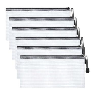 Imagem de Xthrotsenk Pacote com 6 bolsas de lápis de plástico com zíper, 10,8 x 23,5 cm, à prova d'água, pastas de arquivos de documentos, tamanho A6, bolsas organizadoras de documentos para escritório, casa