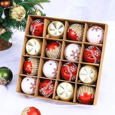 Imagem de Decorazioni dell'albero di Natale, 16 PZ Set di ornamenti Della sfera di Natale, Degli ornamenti di Natale Balls Shatterproof Hanging Ornaments Kit (C - vermelho prateado)