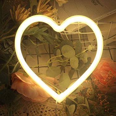 Imagem de LINJIA Love Neon, Dia dos Namorados Night Light Heart Neon logótipo LED Decoration Night LIGHT USB/Battery Birthday Party Room Decoration (cor quente)