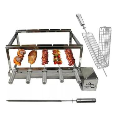 Imagem de Gira Grill Inox Giratória 5 Espeto mais acessorio - INFINITY GRILL