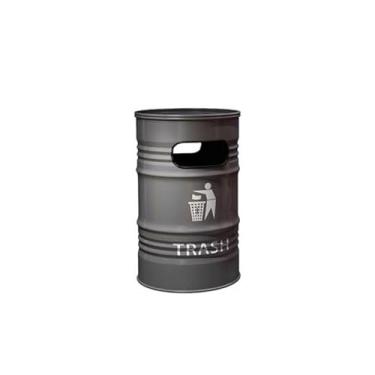 Imagem de Lixeira 240L Bin Grande Capacidade Exterior Estilo Industrial Ferro Comercial Grande Gasolina Pode Criativo Grande Lixeira(Gray)