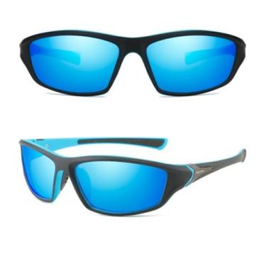 Imagem de Óculos De Sol Polarizado Masculino Ciclismo Pesca Esportivo Uv UV400 (Azul-Preto)