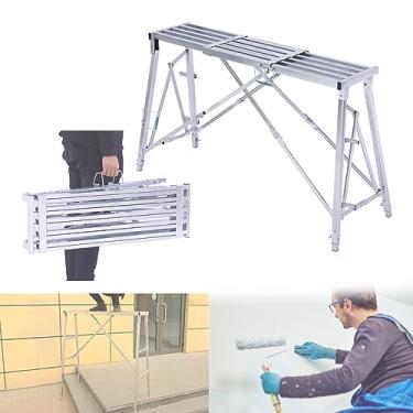 Imagem de Escada de andaime dobrável de aço multiuso com 30 cm/40 cm de largura, plataforma de trabalho ajustável para andaimes de soldagem (A)