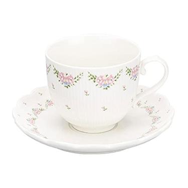 Imagem de Cuiynice caneca (empréstimo) 241 g xícaras de café e pires de cerâmica xícaras de café ou chá de porcelana para café expresso, canecas americanas (B) (A Q)