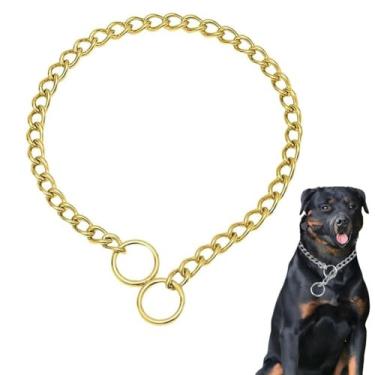 Imagem de Coleiras de corrente para cães médios, coleiras de treinamento de metal de corrente pesada, colar de metal ajustável, coleiras de filhote de martingale para cães de raça PPP, PP, médio, grande, GG