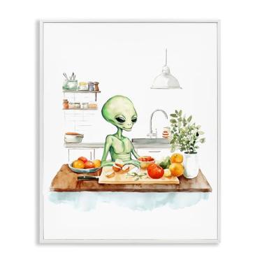 Imagem de Stupell Industries Arte giclée emoldurada branca Alien Cooking in Kitchen, design de Lil' Rue, 11 x 14