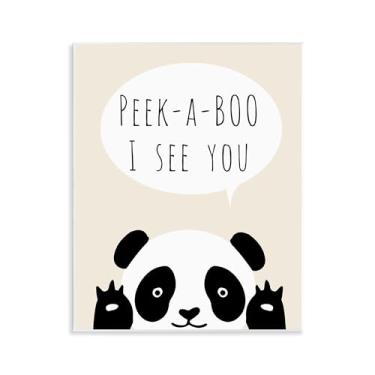 Imagem de Stupell Industries Arte de placa de parede Peek-a-Boo Panda Bear, design de Chen Alyesh, 28 x 35 cm