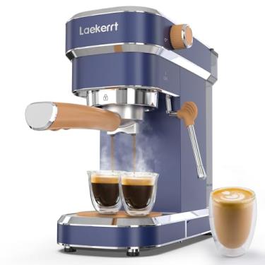 Imagem de Laekerrt Máquina de café espresso CMEP01 de 20 bar com espumador de leite, para cappuccino e latte (azul marinho, aço inoxidável) presente para amantes de café, pai