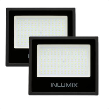 Imagem de Kit 2 Refletor Inlumix Led TR Slim 100W 6500K Preto Bivolt