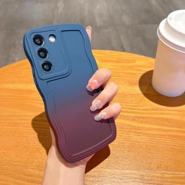 Imagem de MVVKKY Para Samsung S24 Ultra Case Alça de Pulso Corrente de Mão Gradiente Cor Silicone Macio Capa Capa (Para Samsung S24 Ultra/NavyMZDK)