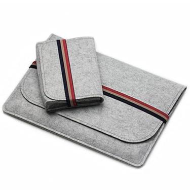Imagem de Bolsa protetora para laptop + acessórios, capa protetora fina para transporte, compatível com Apple MacBook Asus Dell Microsoft de 38.4 cm 39.9 cm 39.1 cm 39.6 cm 41.1 cm (cinza claro, 39.6 cm)