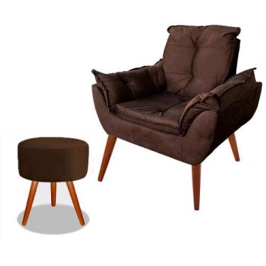 Imagem de Poltrona Para Amamentação Suede Marrom + Puff Apoio Dos Pés - Decore.C