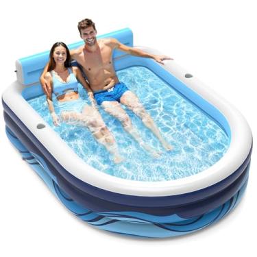 Imagem de VISTOP Inflatable Pool for Adults or Kids with Seats/Cup Holders Large Thickened Extra Large Toddlers Cool Swimming Pool Family Summer Blow Up Water Pools for Outdoor, Water Party, Garden SPA Tub