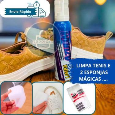 Imagem de Espuma Limpa Tênis a Seco 130g Limpa Calçados Bolsas e Malas De Couro 