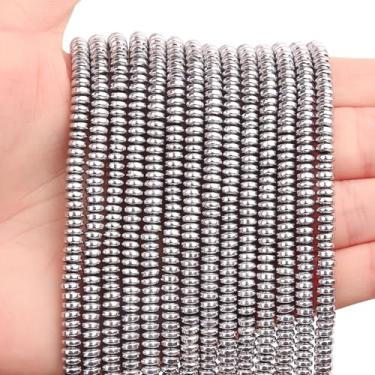Imagem de BONNY BOXX 150 Peças De Contas Hematita Prata Natural Rondelle 2*4 Mm, Disco Ábaco, Espaçador Solto, Pedra Preciosa Para Pulseira, Colar, Fabricação Joias Faça Você Mesmo