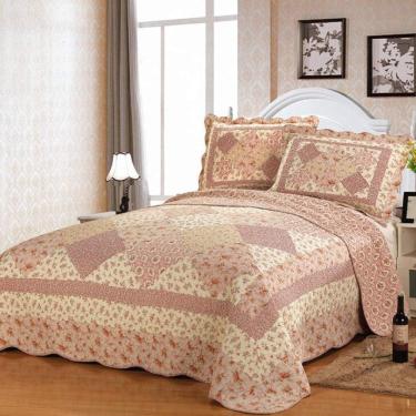 Imagem de Colcha Patchwork 3 Peças Acolchoada Bordada Conjunto De Colcha Edredom Acolchoado Vintage Colcha Patchwork Inclui 1 Colcha 2 Travesseiros, O, 230X250CM