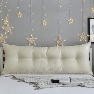 Imagem de Almofada De Linho E Algodão Almofada De Cabeceira Almofada De Cama Para Cabeceira E Leitura Almofada De Cabeceira Almofada De Sofá Almofada Longa Para Cabeceira De Cama, Beige, 200x60x20cm