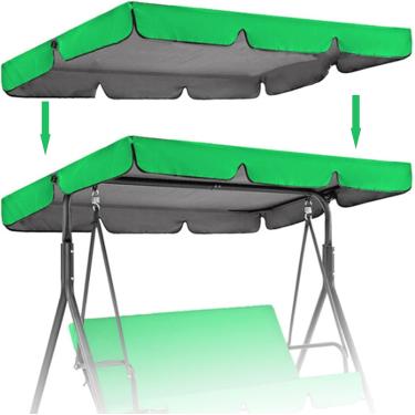 Imagem de Cobertura De Dossel De Balanço Substituição Impermeável Resistente A Uv Dossel Ao Ar Livre Para Cadeira De Balanço De Pátio De 2 & 3 Lugares Capa Superior De Rede De Ja, Green, 164 * 114 * 15cm