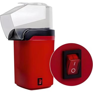 Imagem de Pipoqueira Elétrica Compacta para Casa, Vermelha, Sem Óleo, com Interruptor Liga/Desliga