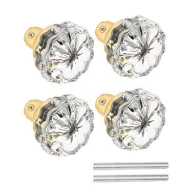 Imagem de Puxadores de porta de vidro interior - puxadores de vidro de cristal vintage com substituição de fechadura de encaixe antigo para portas internas, armários, restaurações de estilo antigo (latão polido