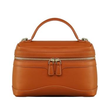 Imagem de Bolsa transversal feminina de couro com alça superior bolsa quadrada bolsa moderna de luxo com alça ajustável, Marrom