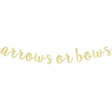 Imagem de Arrows or Bows Gold Glitter Cursive Script Bunting Banner Baby Shower Gender Reveal Boy or Girl Party Decoration Table Wall Sign - NO DIY REQUIRED