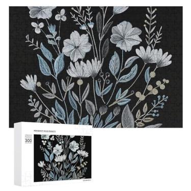 Imagem de Quebra-cabeça para adultos 1000 peças quebra-cabeça desafiador flor silvestre padrão de linha com letras na parte de trás quebra-cabeça personalizado perfeito para noites de jogo