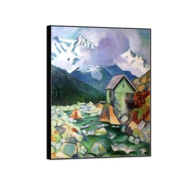 Imagem de MUHJDYC Hermann Max Pechstein Pintura Famosa - Casa-Tela Arte de Parede para Sala de Estar - Reprodução 60x80cm-23x31in Moldura Preta