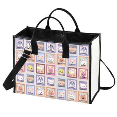 Imagem de BWWKTOP Kpop SKZ Sacola de lona Kpop SKZ Gifts SKZ Bolsa de ombro SKZ Merchandise SKZ Presentes para membros, Skzstamp Bg, 14.56inch (L) * 12.59inch (W)