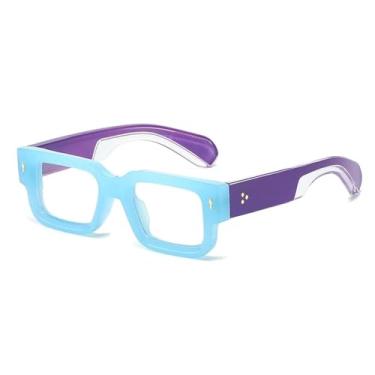 Imagem de HCPIHF Óculos de sol com armação retrô, moda feminina e masculina, luxo, viagem, UV400 (tamanho único/roxo, azul, transparente)