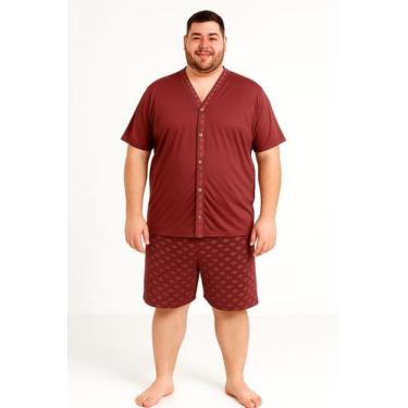 Imagem de Pijama Masculino Adulto Plus Size Botão Tamanho Grande G1 G2 G3 Manga 