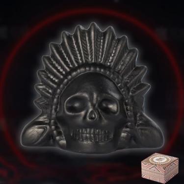 Imagem de Apito da morte asteca – apito autêntico feito à mão para gritos de guerra de crânio (mais de 125 dB) – Som de grito humano alto realista para pegadinhas, Halloween, decoração, coleção – preto