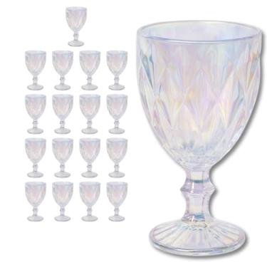 Imagem de Conjunto com 18 Taças Diamond Furta-Cor 340 ml Dona Laura – Bico de Jaca para Água, Suco e Vinho