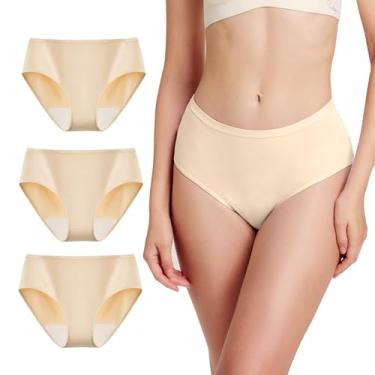 Imagem de BATTEWA Calcinha feminina de cintura média para incontinência, à prova de vazamento, cuecas protetoras para controle da bexiga 50 ml, Bege, XG