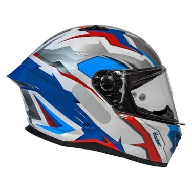 Imagem de Capacete Moto GP Tech Linha Pilot Modelo Hacker Fechado Branco / Azul Esportivo Urbano Top Casco Abs Leve (60)