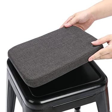 Imagem de BUYUE Almofada Magnética Para Banco De Bar Em Tecido Trançado, 1 Peça, Assento Antiderrapante E Respirável Cadeira Pequena, Empilhável Metal Café, Bistrô (Quadrada, Cinza Escuro, 1)