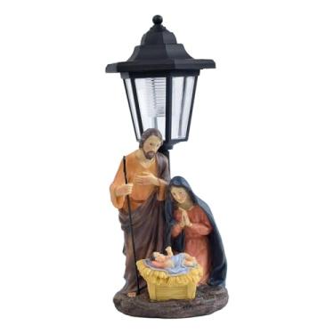 Imagem de WeiLaiKeQi Estátua de Natividade com Luz Solar, Lâmpada Solar, Artesanato à Prova D'água, Escultura de Jesus, Decoração de Jardim para Quintal,