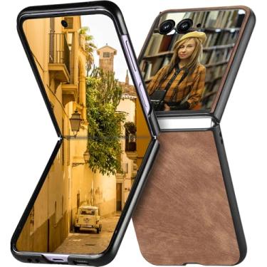 Imagem de Ephoou Capa para Motorola Razr 60 Pro/Razr+ 2024/ Razr 5/Razr Gen 5, capa de couro resistente a arranhões e anti-impressão digital fina para Motorola Razr 50 Ultra. TP-marrom