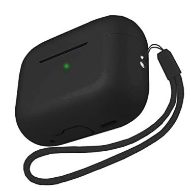 Imagem de Capa para AirPods Pro 2, AirPods Pro 2ª geração [2022] Capa protetora de silicone macio à prova de choque com alça de mão, suporta carregamento sem fio [LED frontal visível] (preto)
