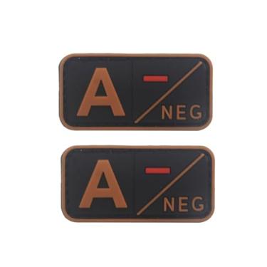 Imagem de Ruoming 2 peças externas 3D PVC borracha macia tipo sanguíneo médico, crachá de gancho de resgate, emblema de moral, acessório DIY (marrom A-)