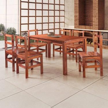 Imagem de Mesa de Jantar 6 Lugares Cherry Madeira Maciça Mogano - Pnr Móveis